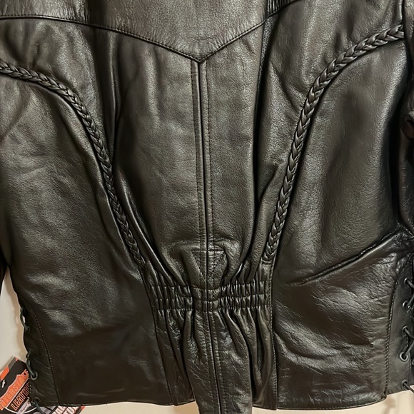 Interstate Leather braid trim motorcycle leather jacket NWT - Picture 7 of 7